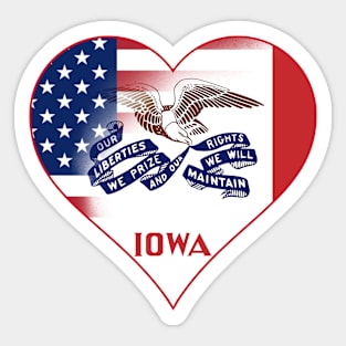 State of Iowa Flag and American Flag Fusion Design Sticker